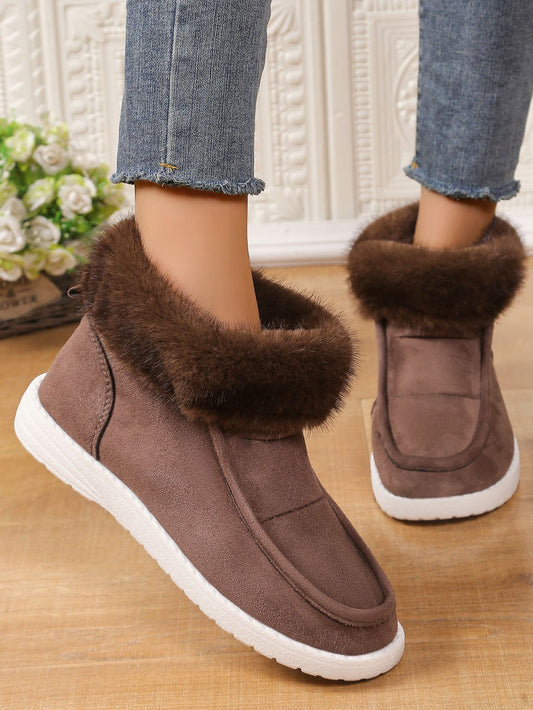 Faux Fur Suede Round Toe Sneakers