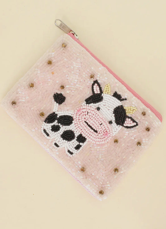 Beaded Cow Coin Purse