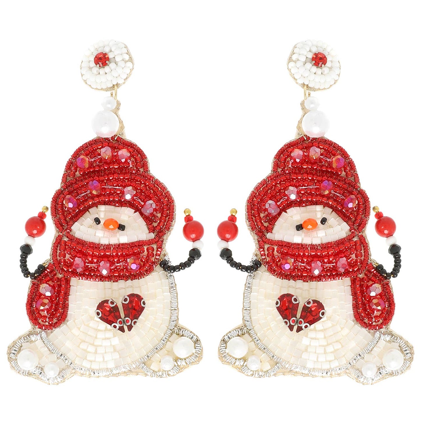 Christmas Scarfed Snowman Post Earrings