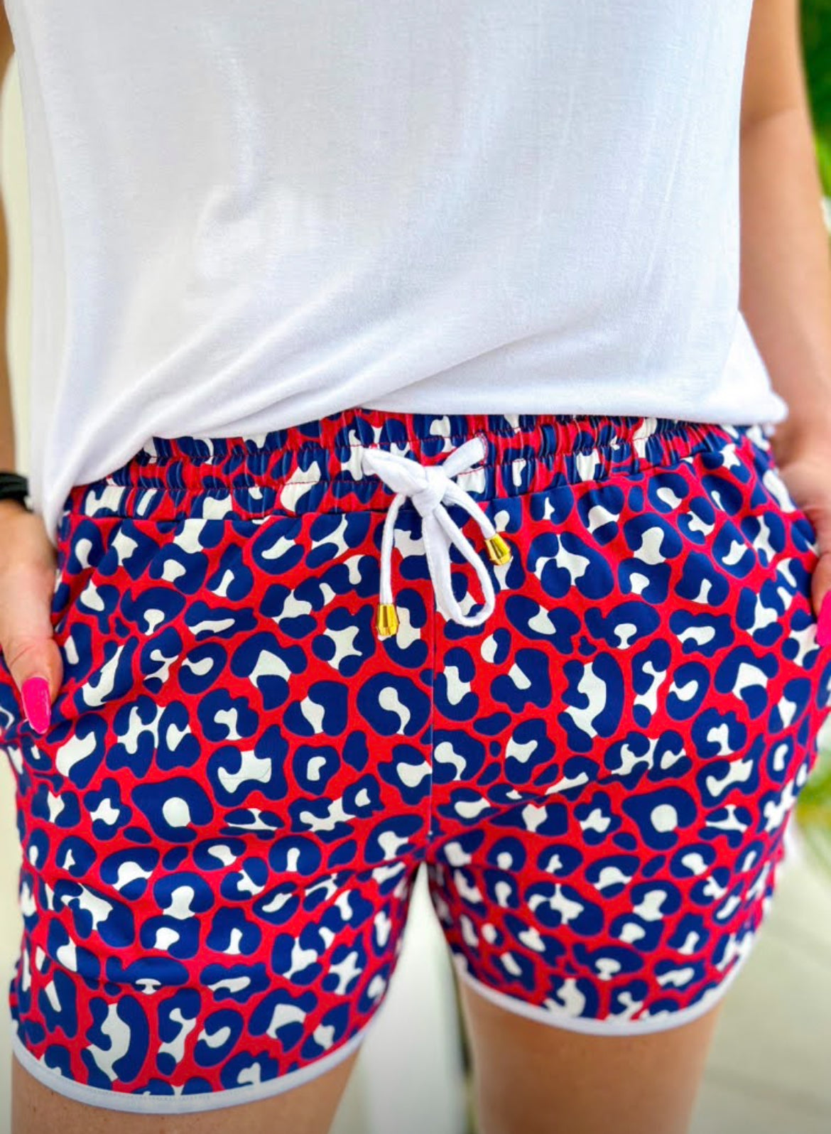 Patriotic Leopard shorts-L