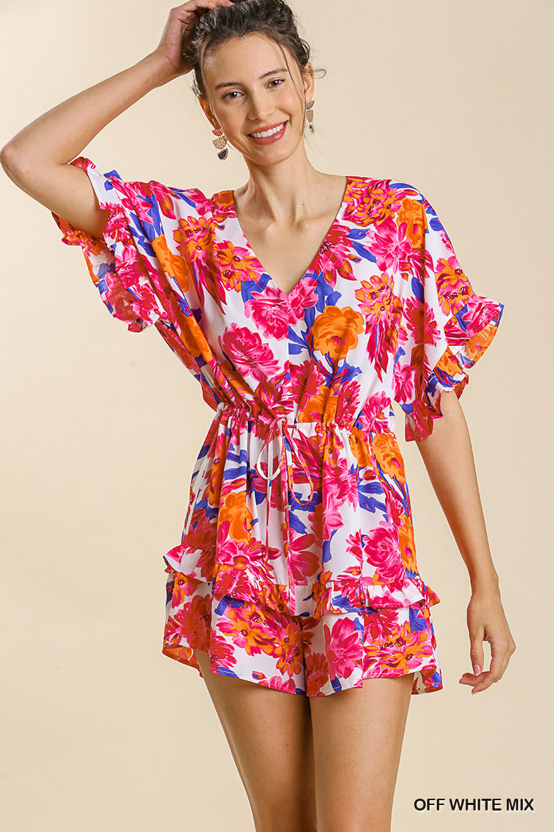 PLUS SIZE floral Print Short Romper