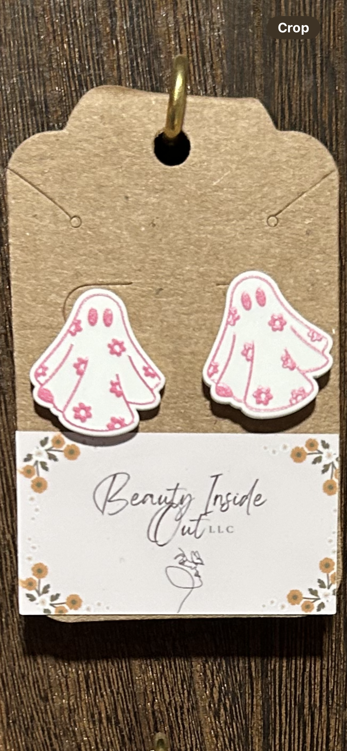 Pink Flower Ghost Studs