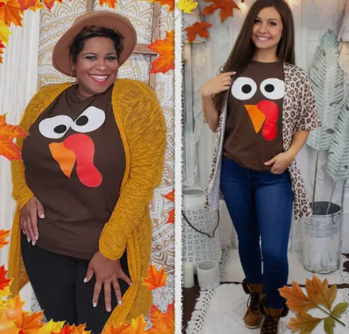 Turkey Face Thanksgiving Chocolate Brown T-Shirt