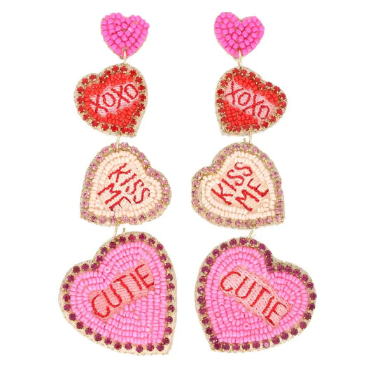 Xoxo Love You Be Mine Conversation Hearts Dangle Earrings