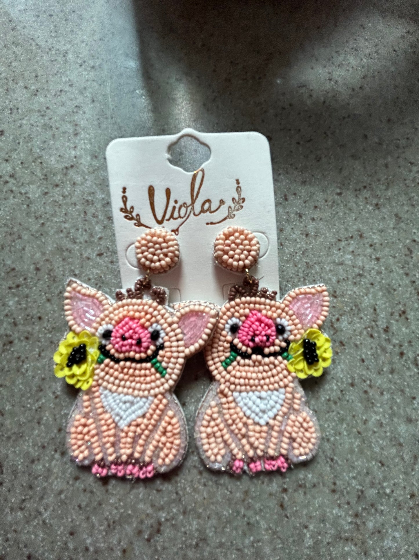 Seed Bead Farm Animal Earrings for Fall