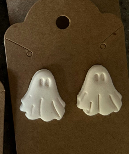 Handmade Clay Ghost Studs