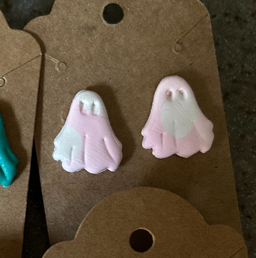 Handmade Clay Ghost Studs