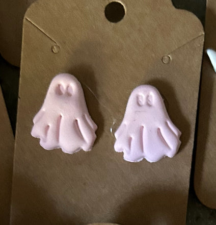 Handmade Clay Ghost Studs