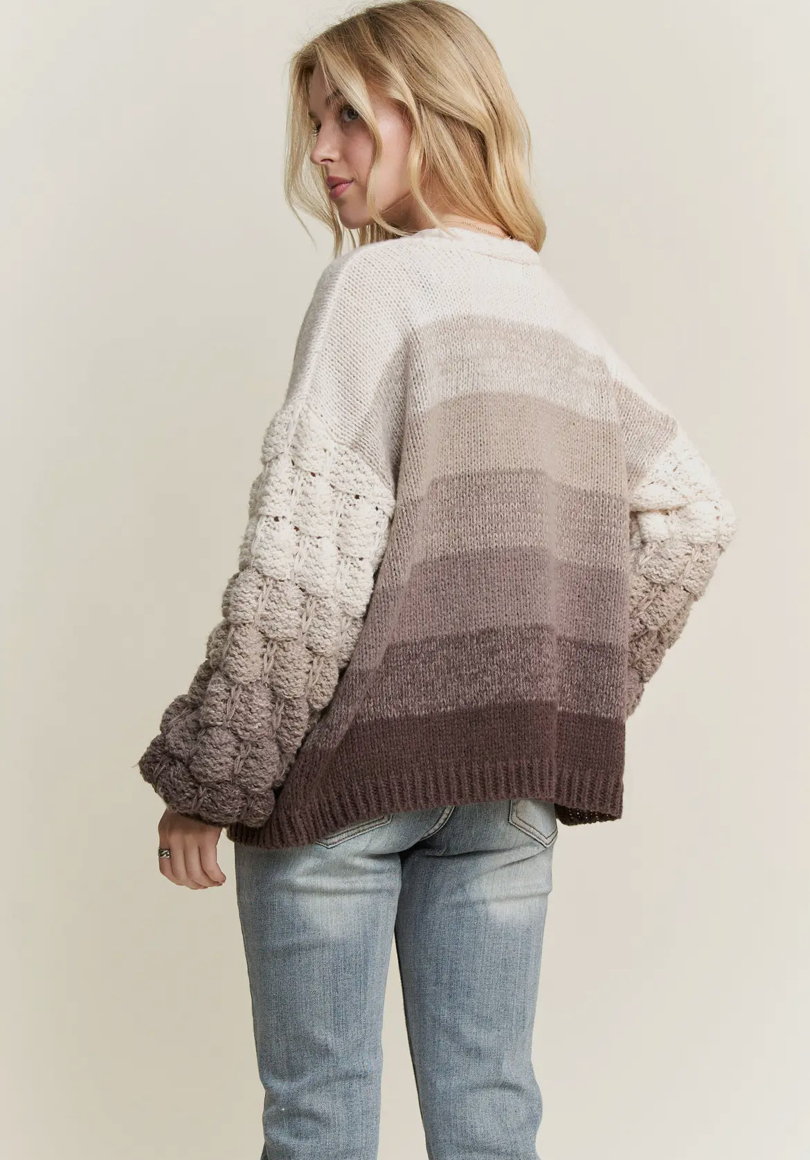 Puff Sleeve Ombré Sweater cardigan