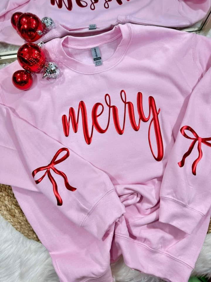 Merry Shiny Puff ink Crewneck with sleeve detail