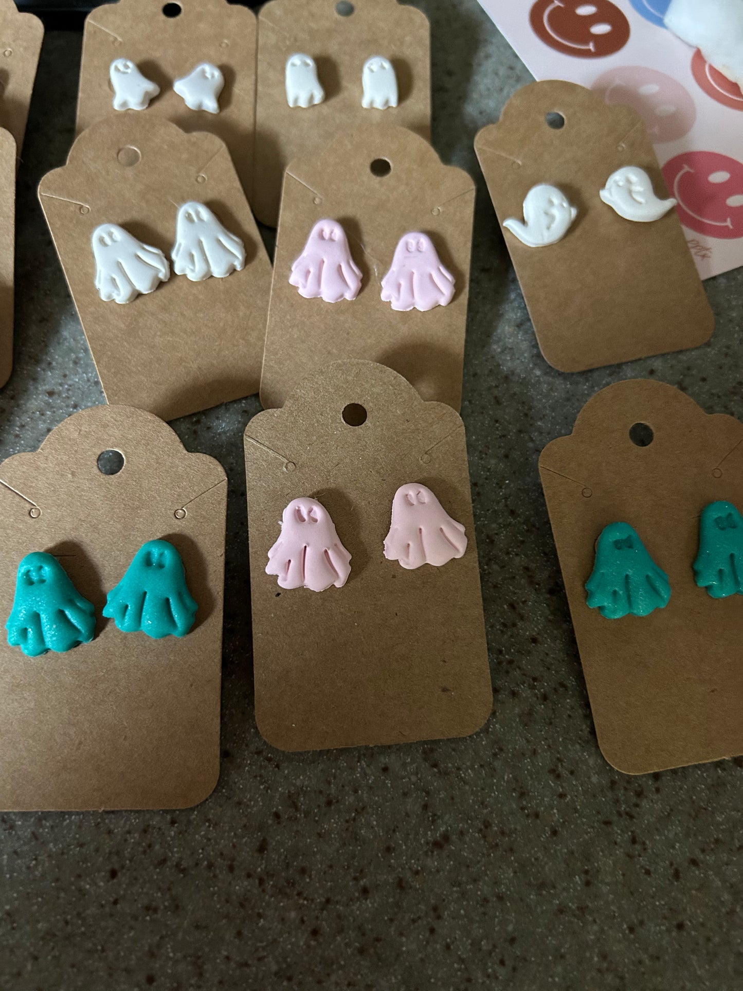 Handmade Clay Ghost Studs