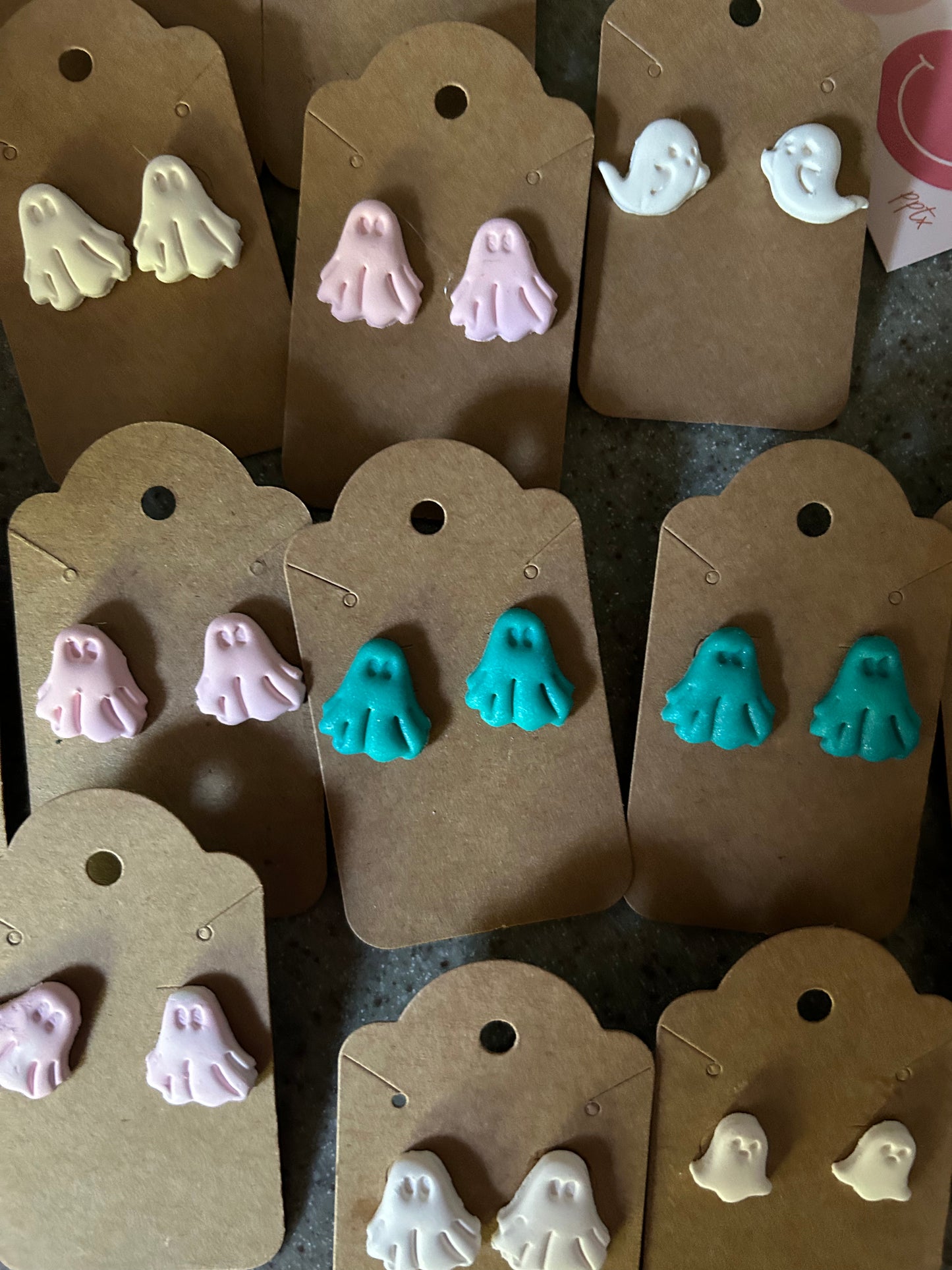 Handmade Clay Ghost Studs