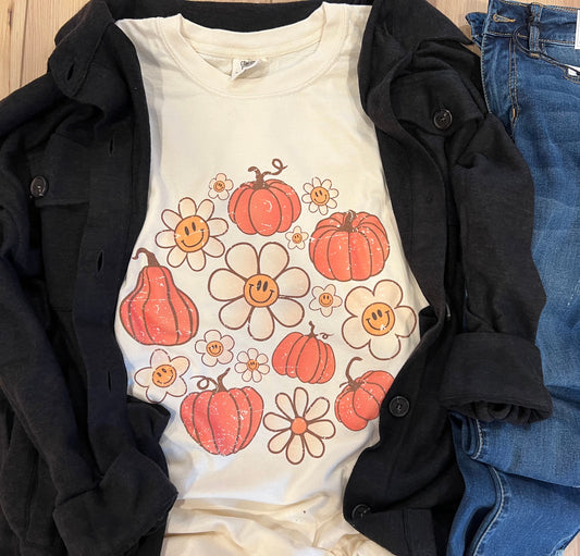 Retro Pumpkin and Flower