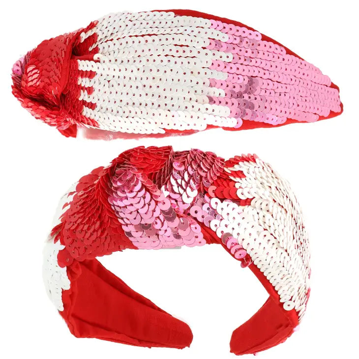 Valentine Tricolor Sequin Top Knotted Headband