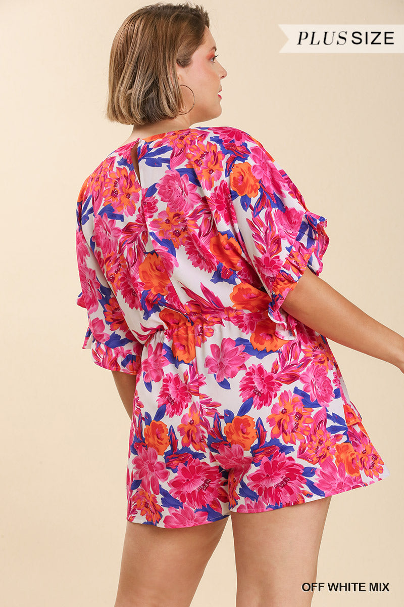 PLUS SIZE floral Print Short Romper