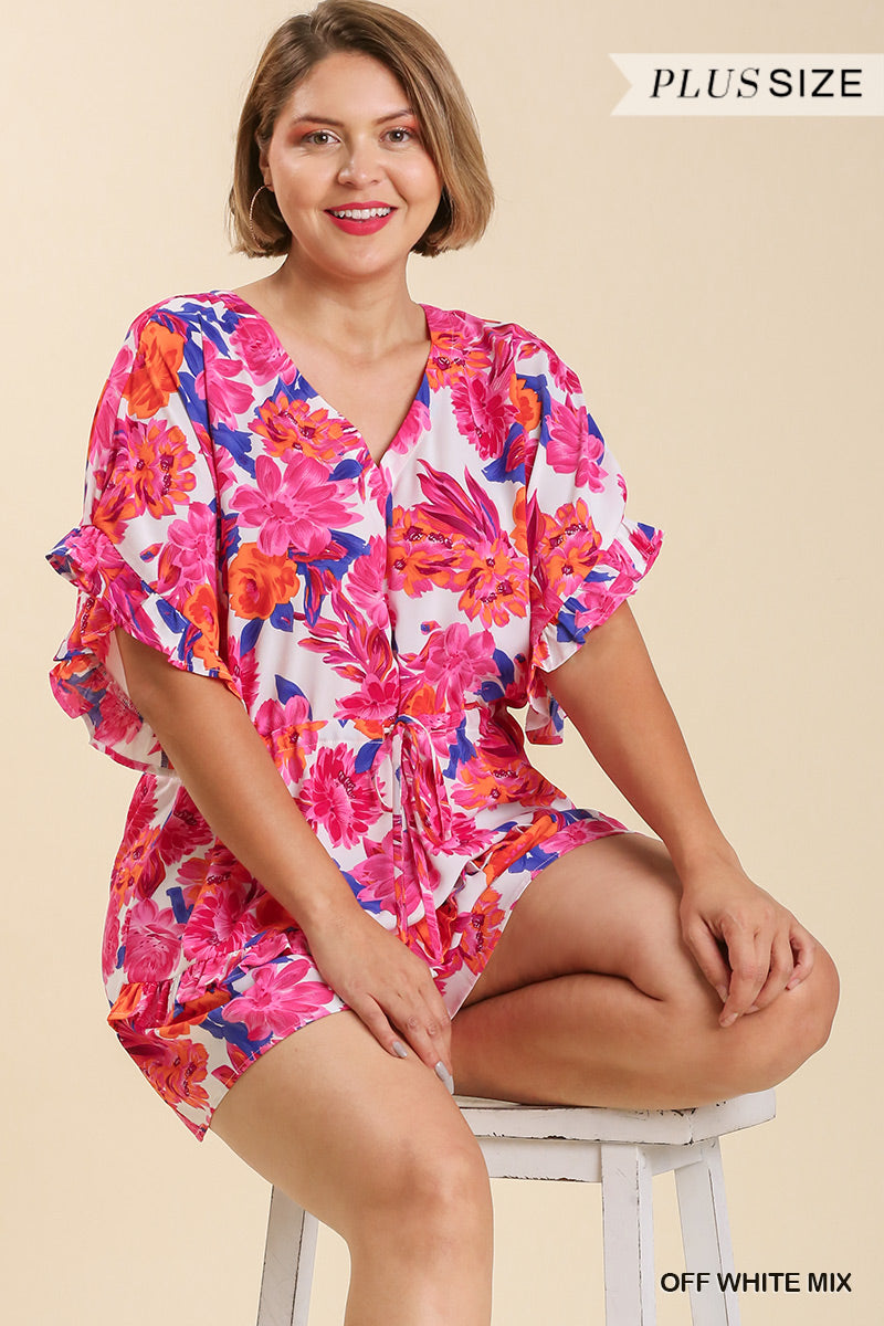 PLUS SIZE floral Print Short Romper