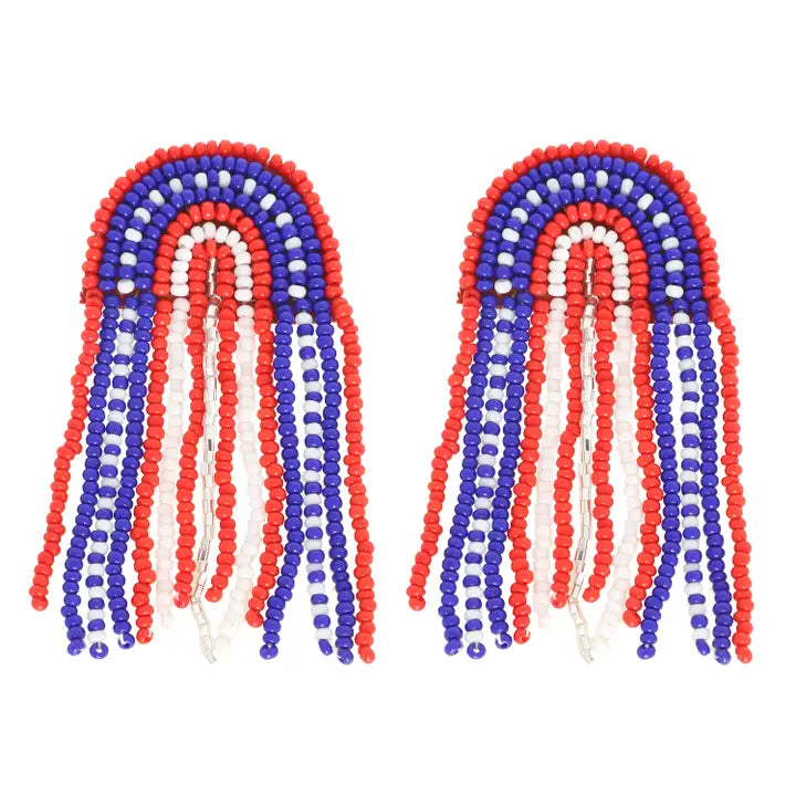 Patriotic Arch Tassel Beaded Earrings