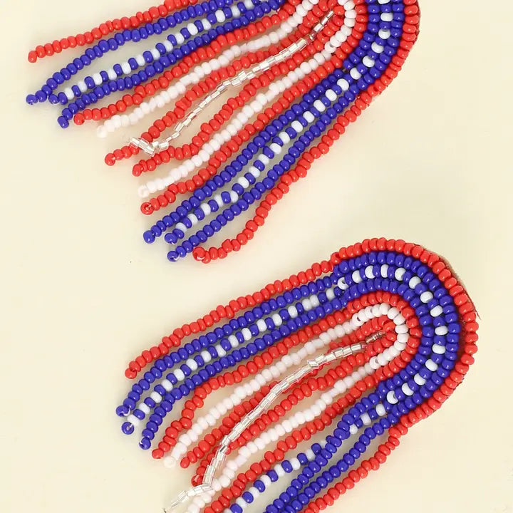 Patriotic Arch Tassel Beaded Earrings